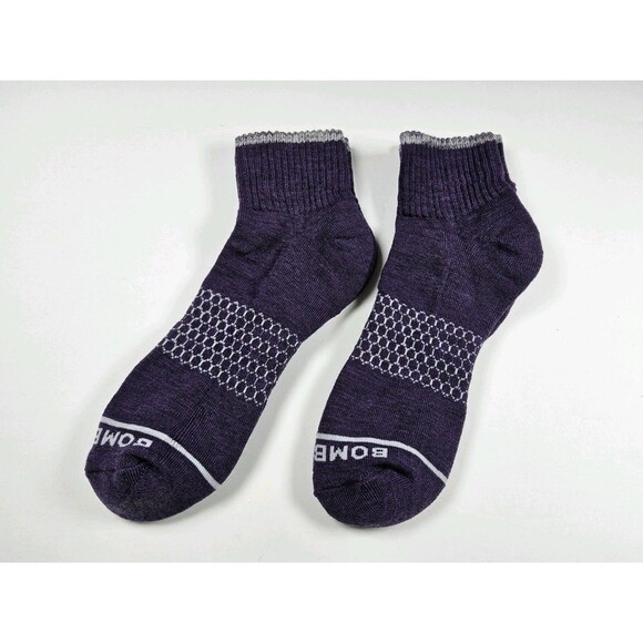 Bombas Merino Wool Lot Of 2 Pairs Quarter Socks Purple Size XL - Picture 1 of 4